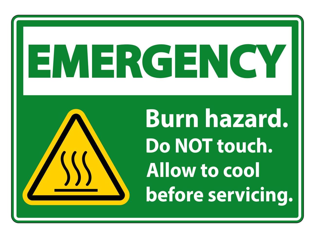 Emergency Burn hazard safety,Do not touch label Sign on white background vector