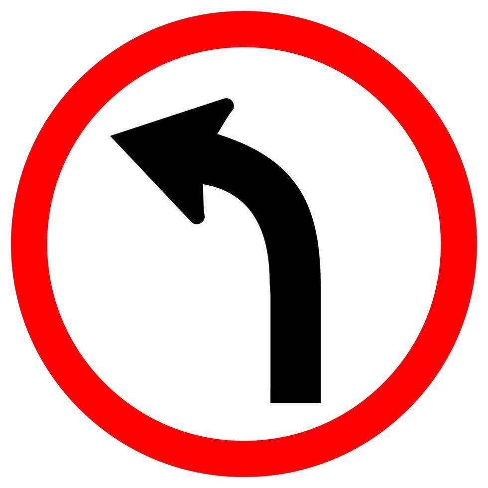 Curva izquierda señal de tráfico de tráfico aislar sobre fondo blanco, ilustración vectorial eps.10 vector