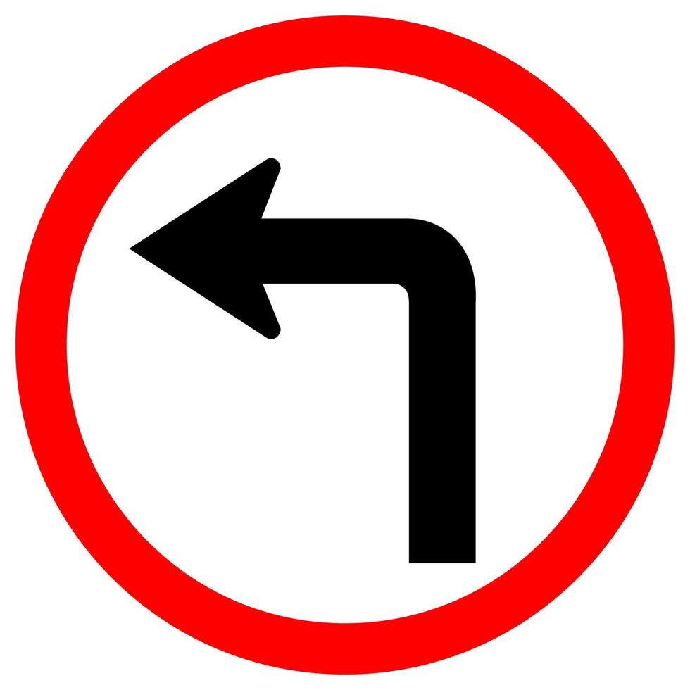 Turn Left Traffic Road Sign Isolate On White Background,Vector Illustration EPS.10 vector