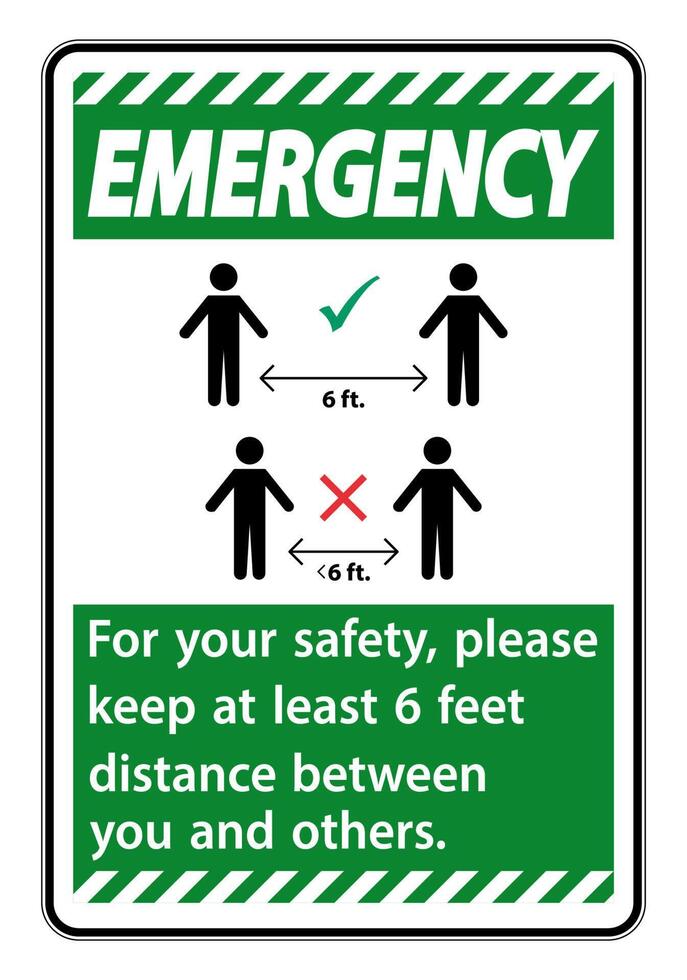 Emergency Keep 6 Feet Distance,For your safety,please keep at least 6 feet distance between you and others. vector