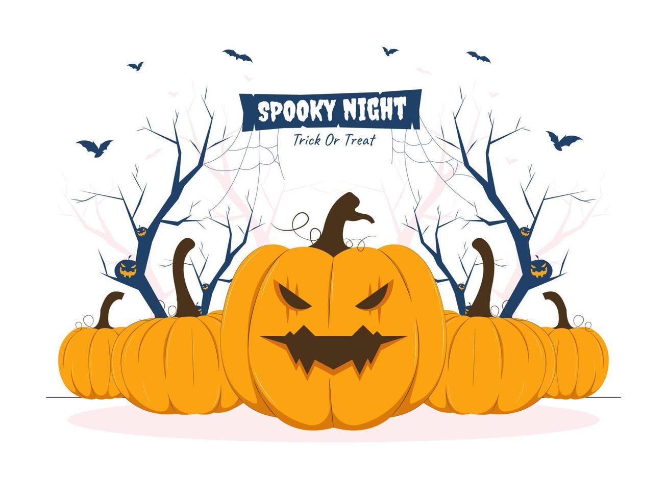 Pumpkin with scary expression on halloween concept illustration vector