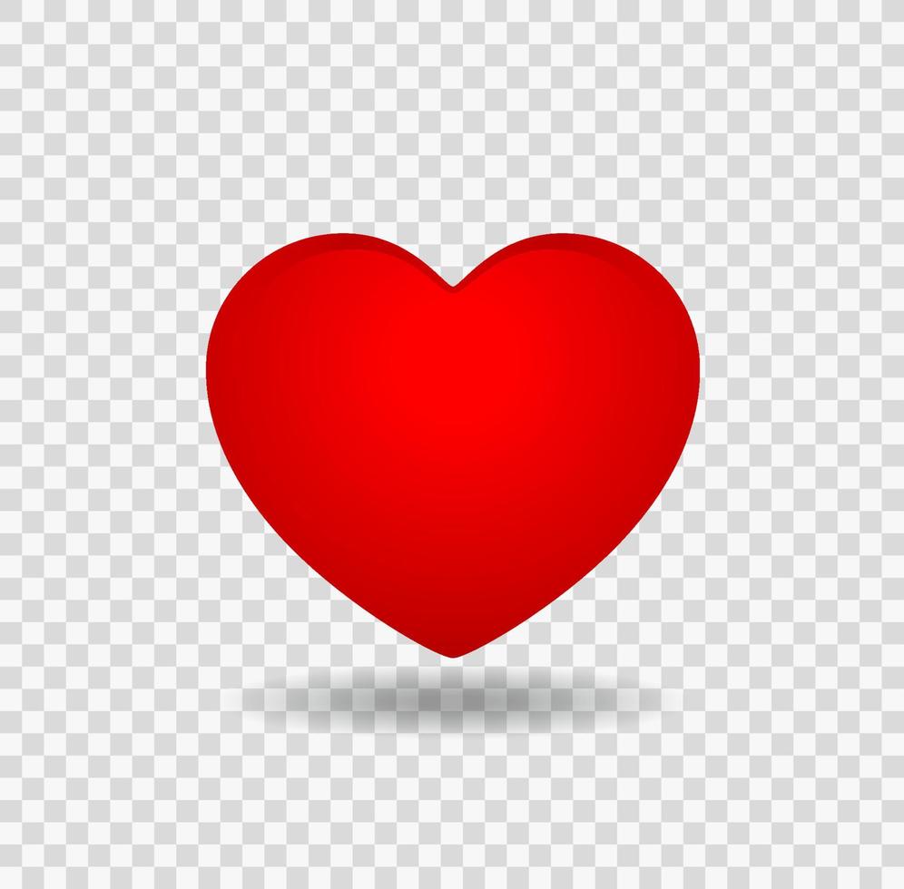 corazón rojo color feliz día de san valentín saludo plantilla aislar sobre fondo transparente, ilustración vectorial vector