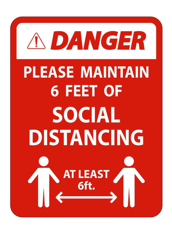 Danger For Your Safety Maintain Social Distancing Sign on white background vector