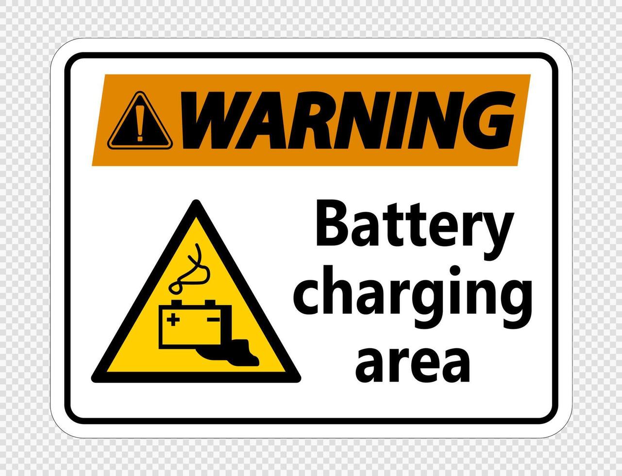 Warning battery charging area Sign on transparent background vector