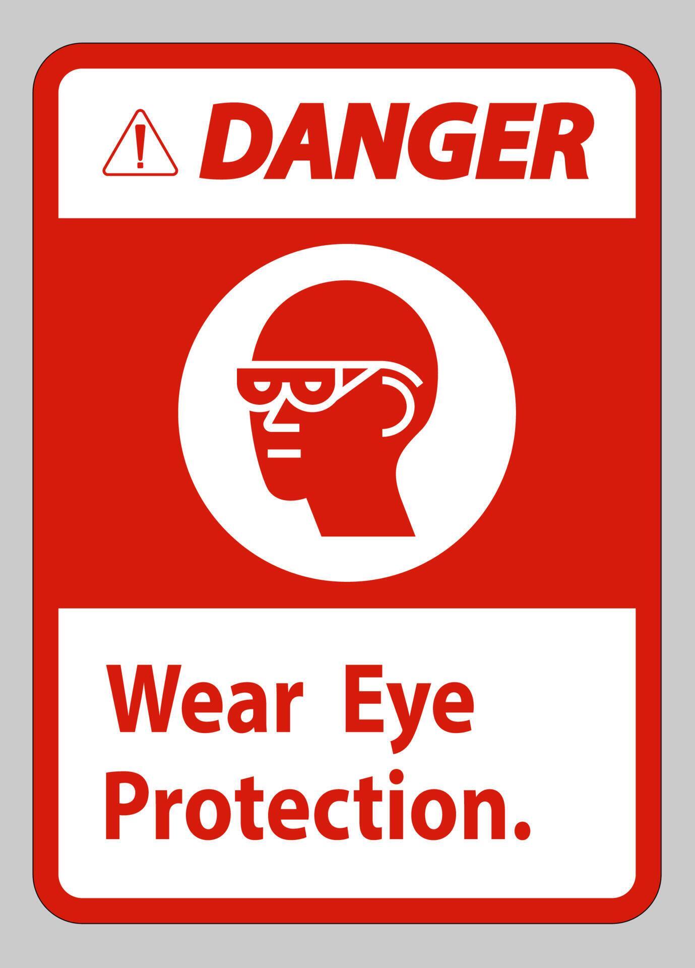 Danger Sign Wear Eye Protection on white background 3611743 Vector Art