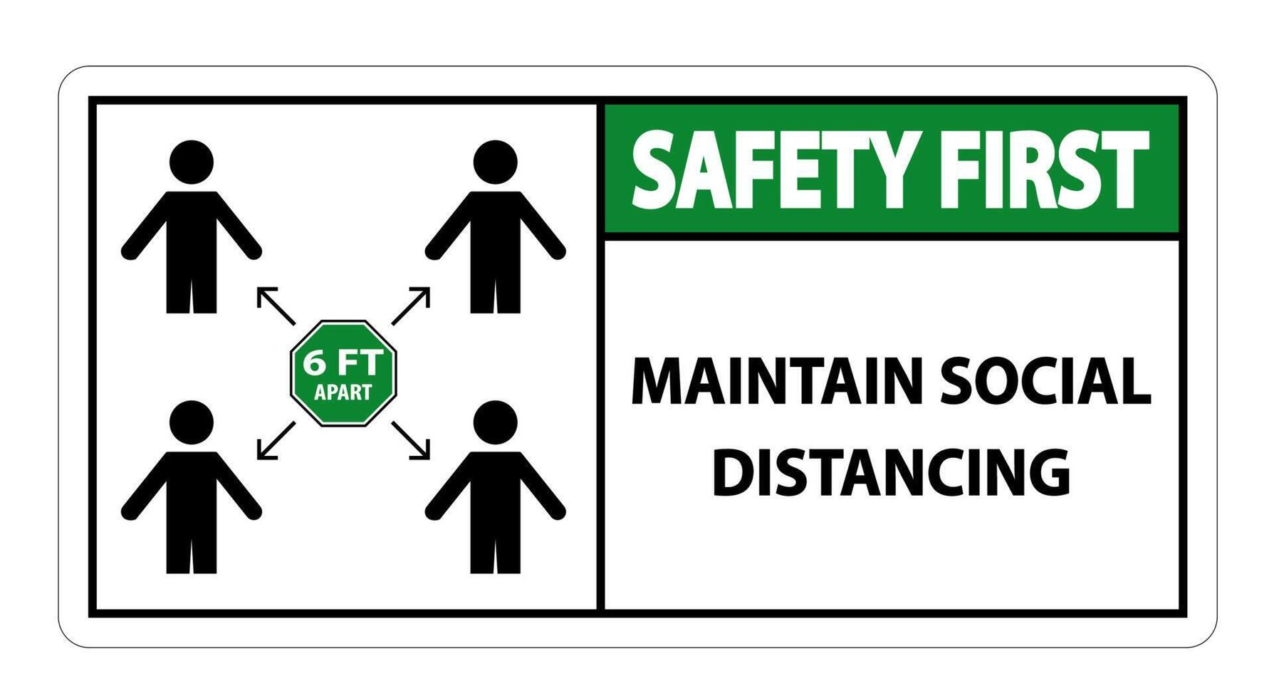 Safety First Maintain social distancing, stay 6ft apart sign,coronavirus COVID-19 Sign Isolate On White Background,Vector Illustration EPS.10 vector