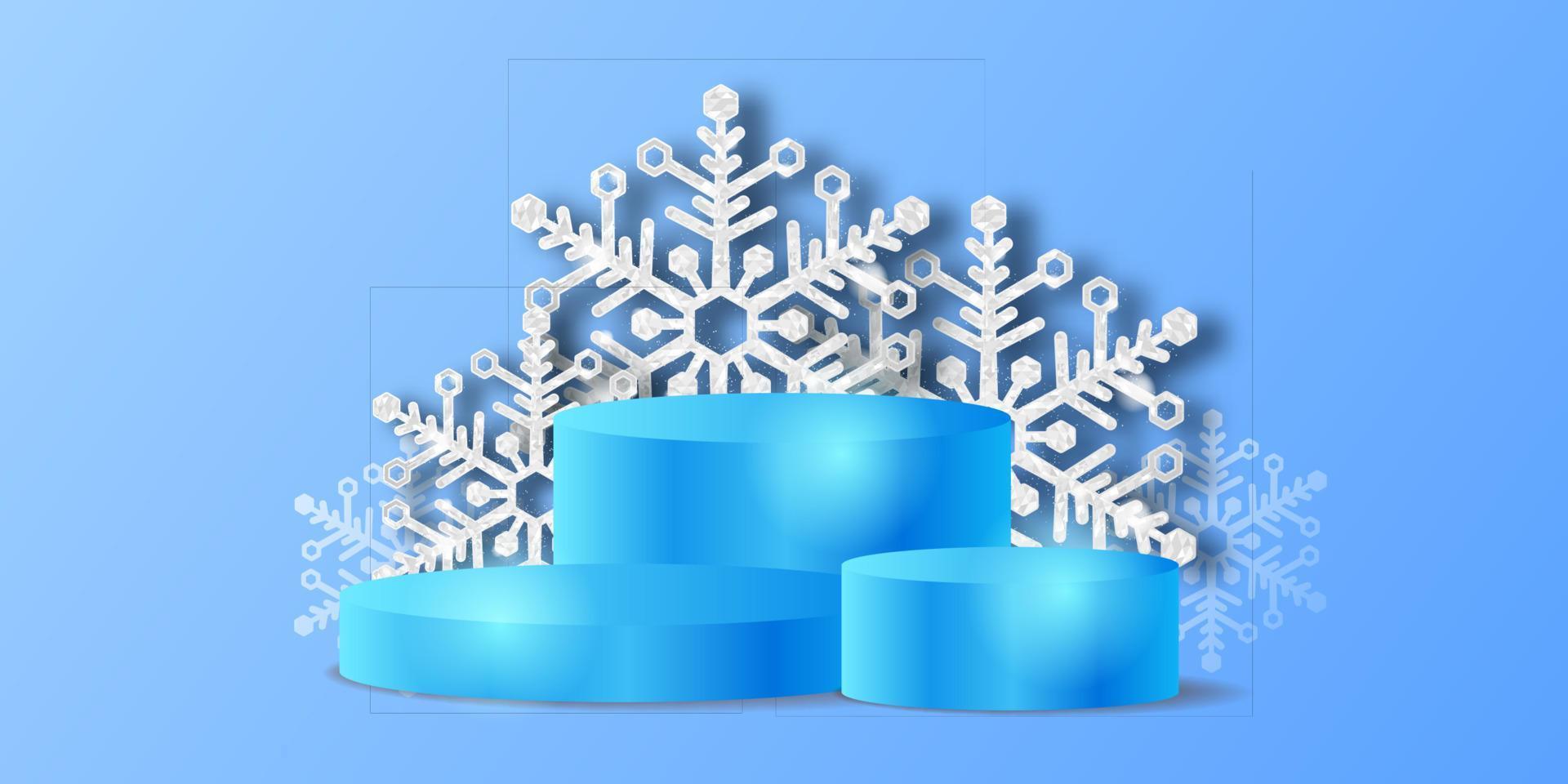 Hello Winter snowflake 3d sparkle luxury background decoration vector