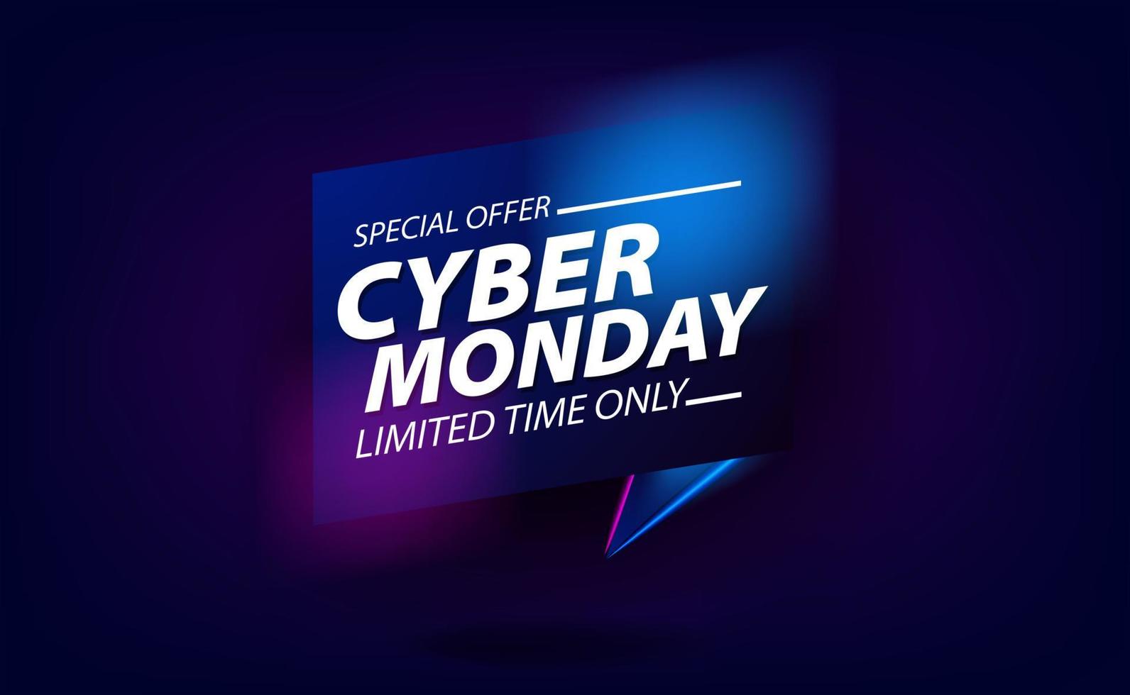 Cyber monday techno neon sale offer banner promotion vector