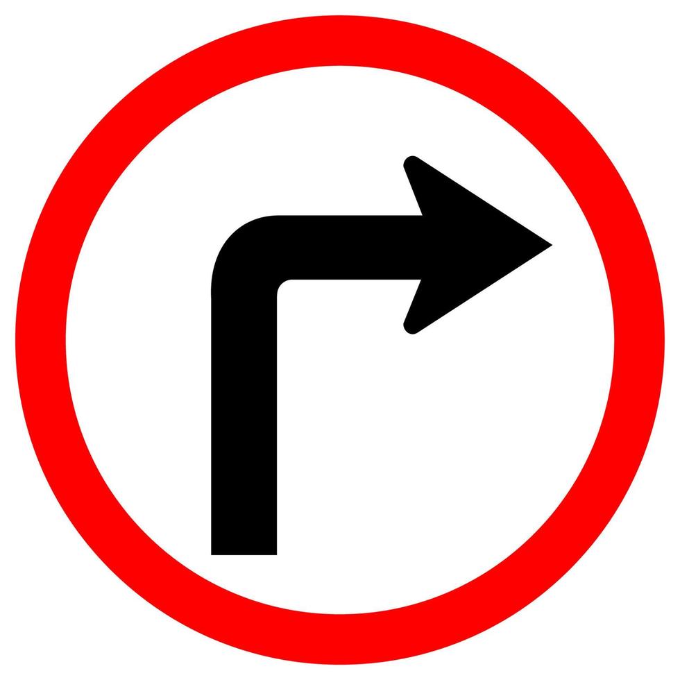 Gire a la derecha, señal de tráfico, aislar sobre fondo blanco, ilustración vectorial eps.10 vector