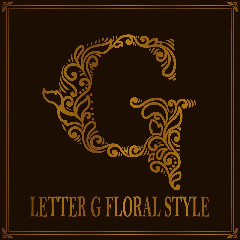 Vintage Letter G floral pattern style vector