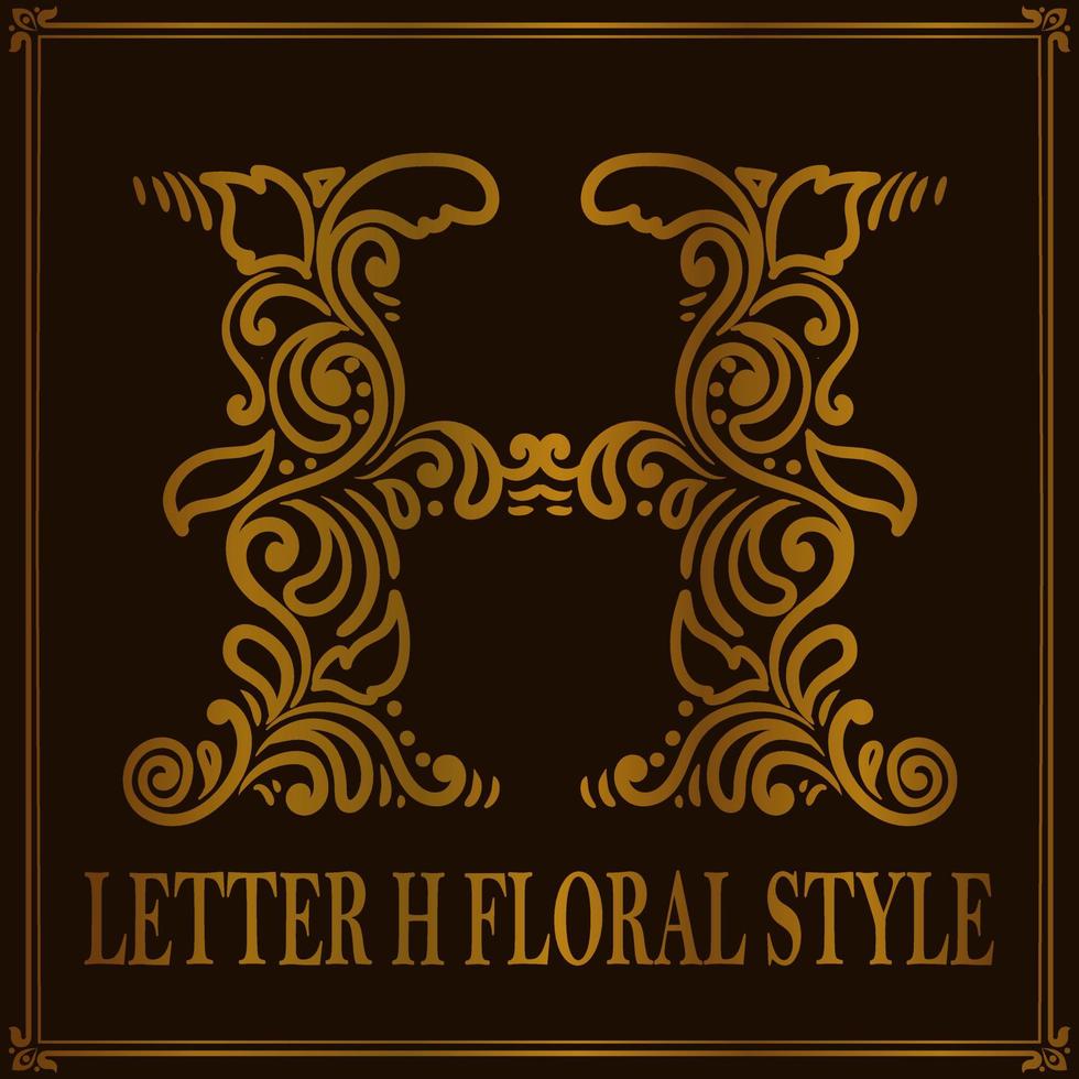 estilo de patrón floral vintage letra h vector