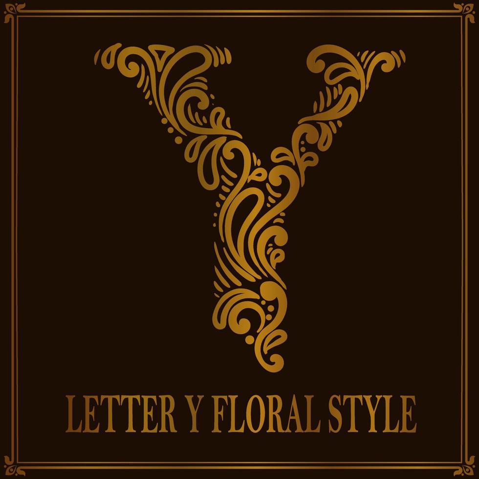 Vintage Letter Y floral pattern style vector