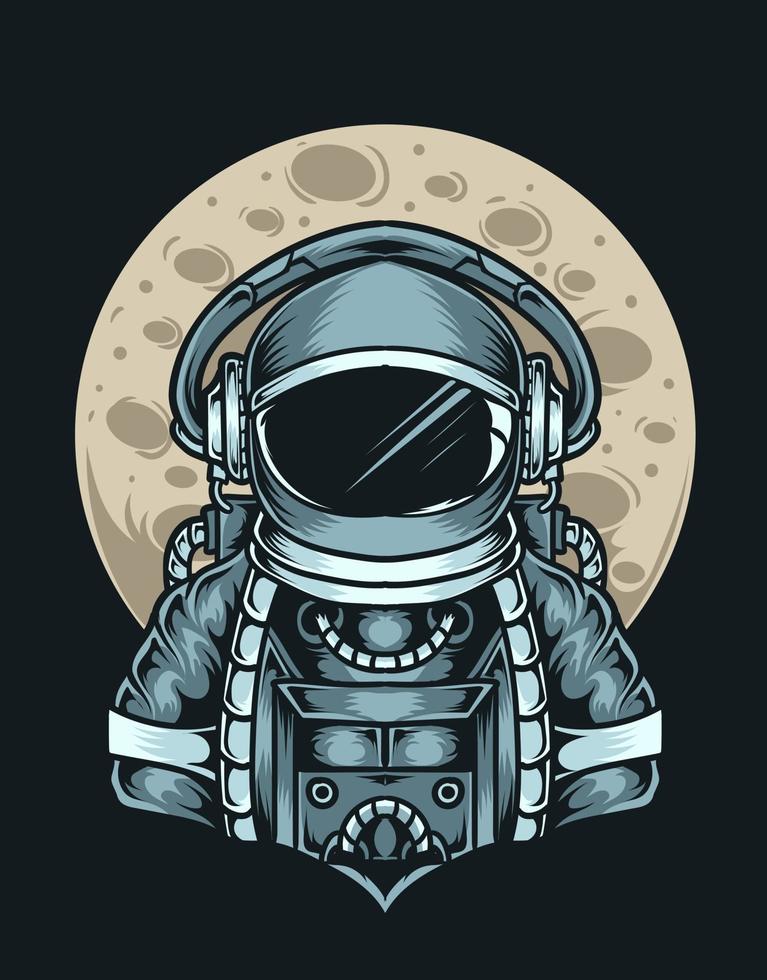 illustration astronaut with the moon vector