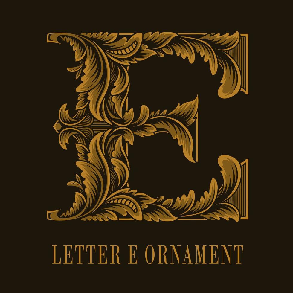 Letter E logo vintage ornament style vector