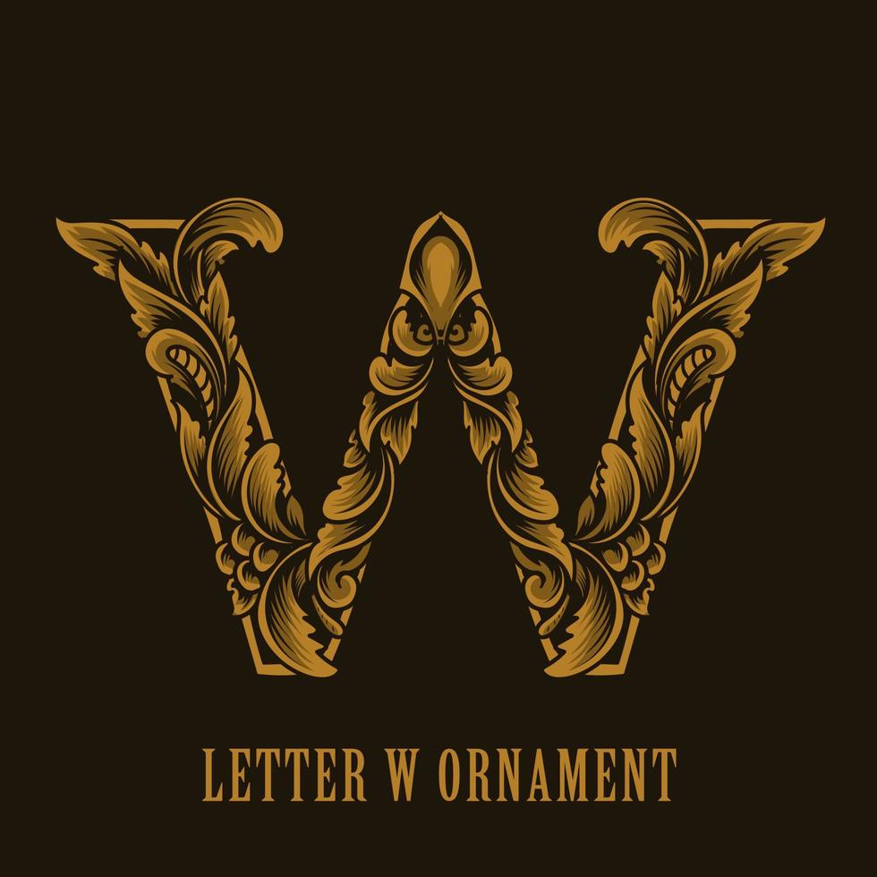 Letter W logo vintage ornament style vector