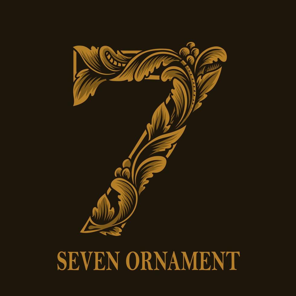 Vintage seven number ornament style vector