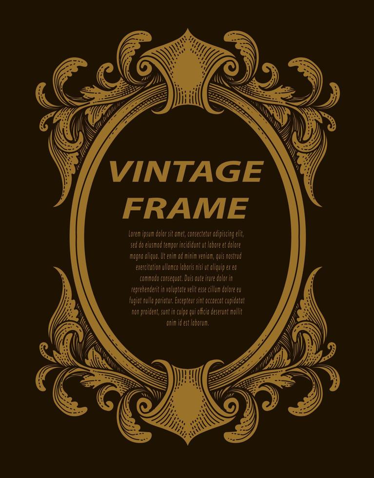 Vintage border frame with engraving ornament vector