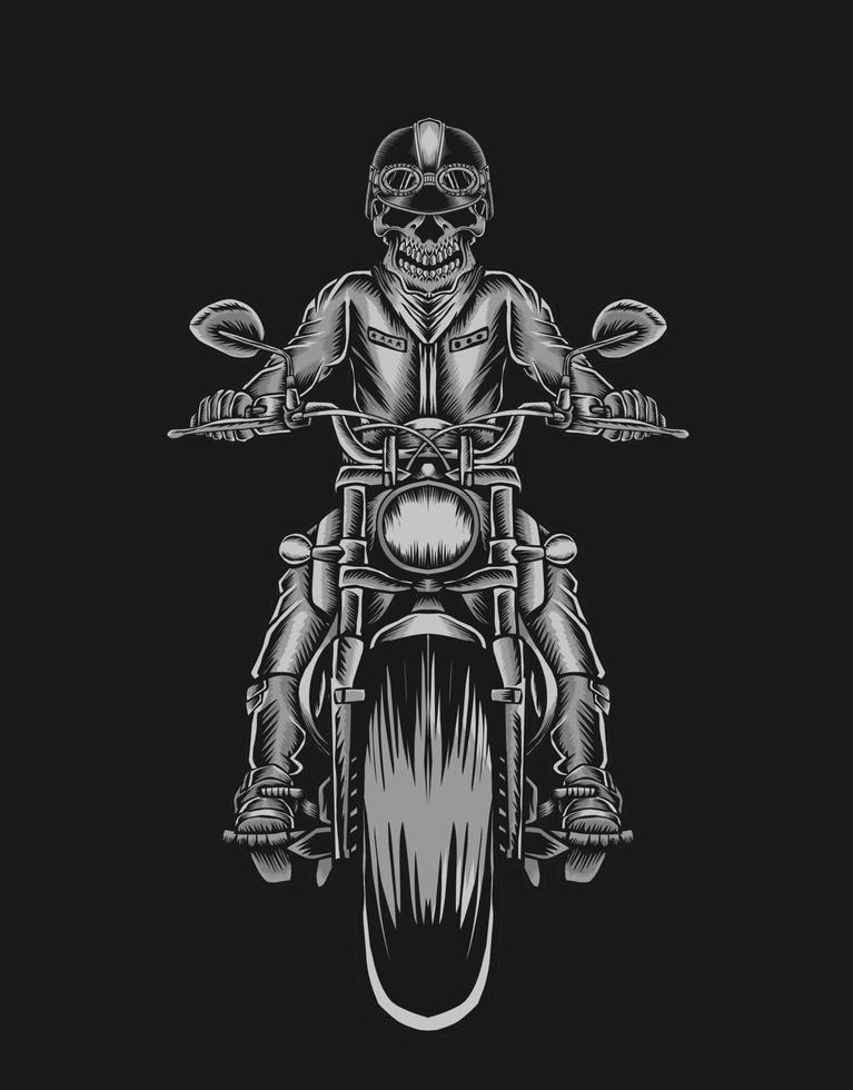 Illustration biker ridding on motorcycle vector