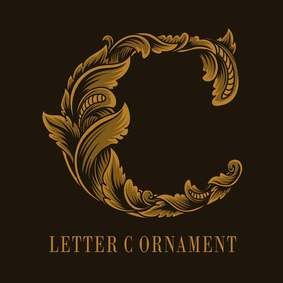 Letter C logo vintage ornament style vector