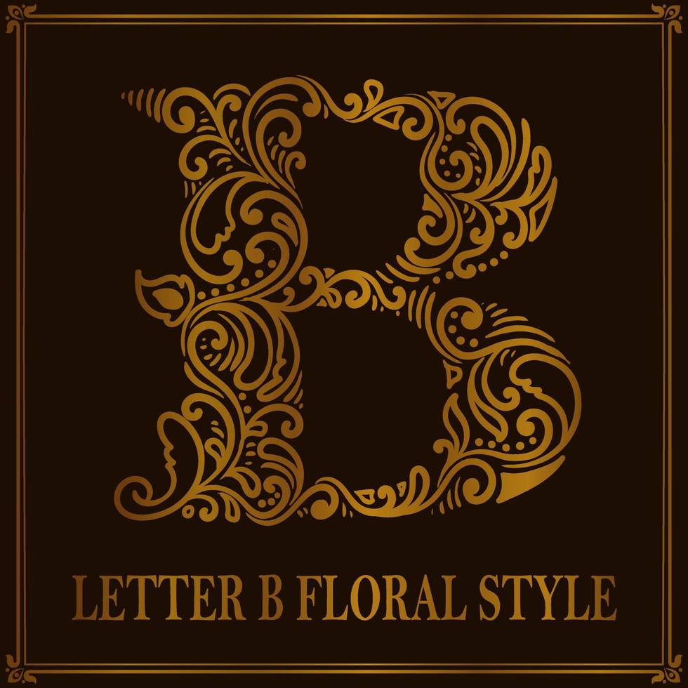 Vintage Letter B floral pattern style vector