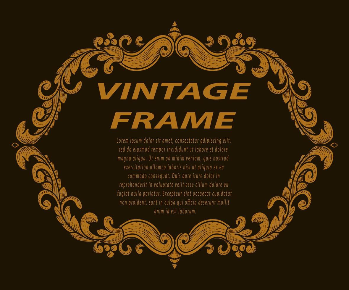 Vintage border frame with engraving ornament vector