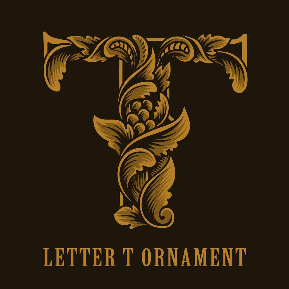 Letter T logo vintage ornament style vector