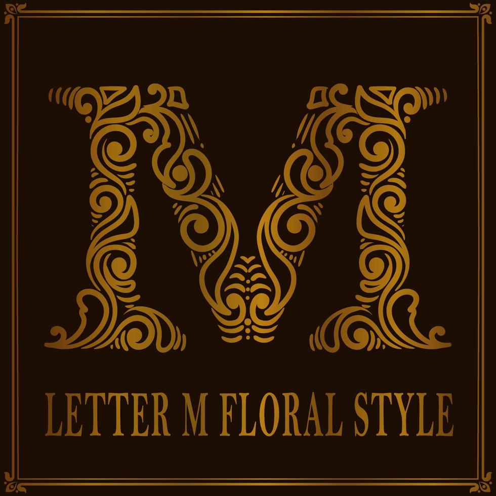 estilo de patrón floral vintage letra m vector