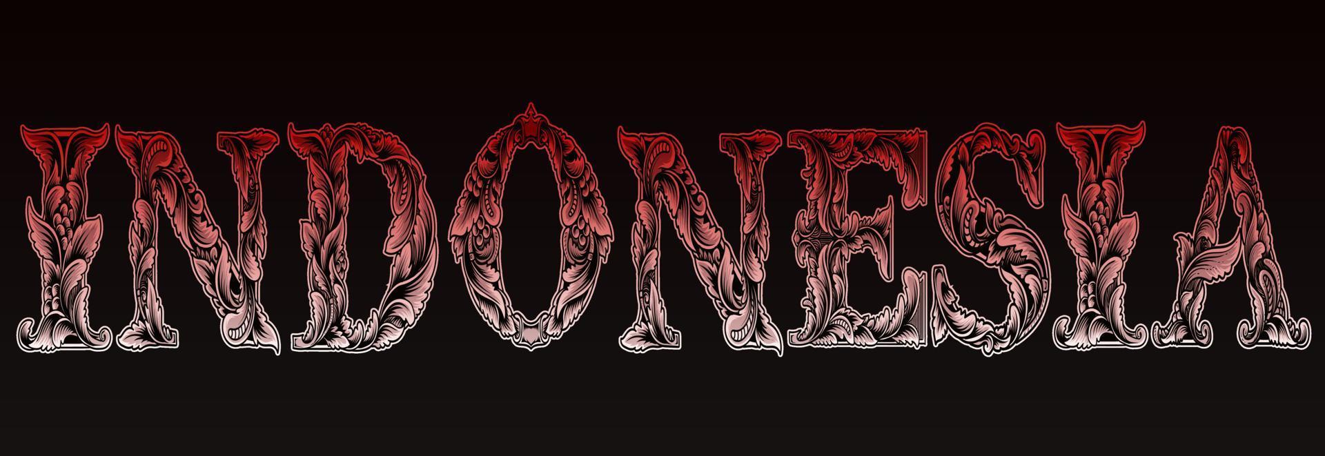 Vintage calligraphy Indonesia with engraving font style vector