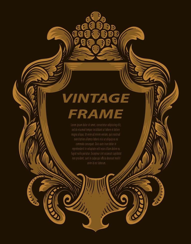 Vintage border frame with engraving ornament vector