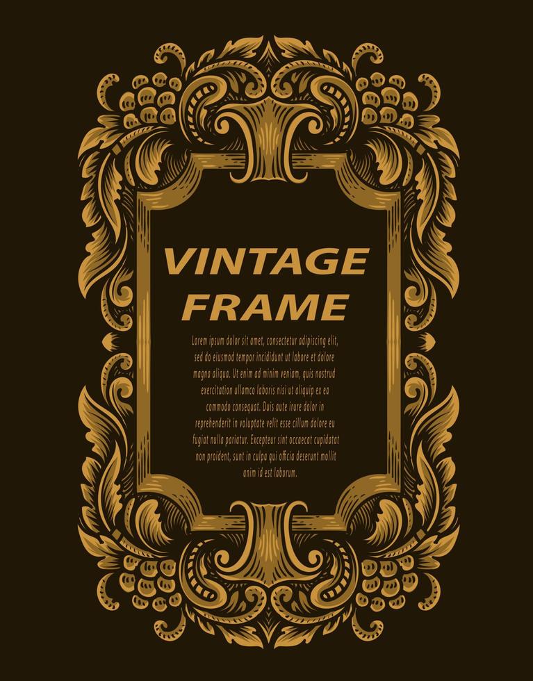 Vintage border frame with engraving ornament vector