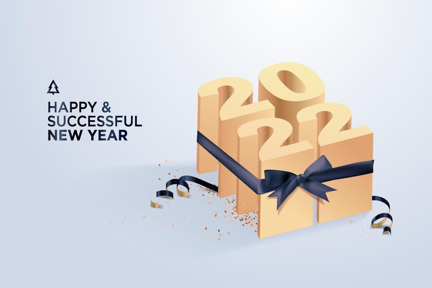 Happy New Year 2022 greeting card vector