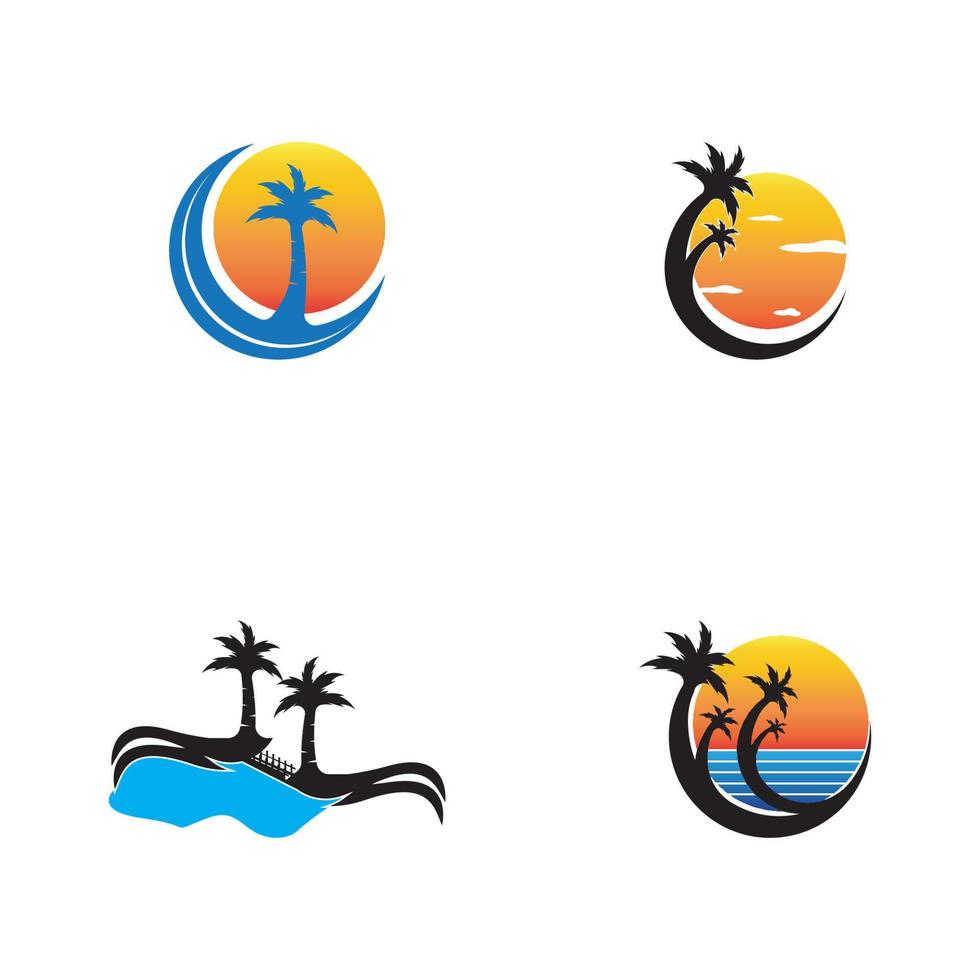 Palm tree summer logo template vector