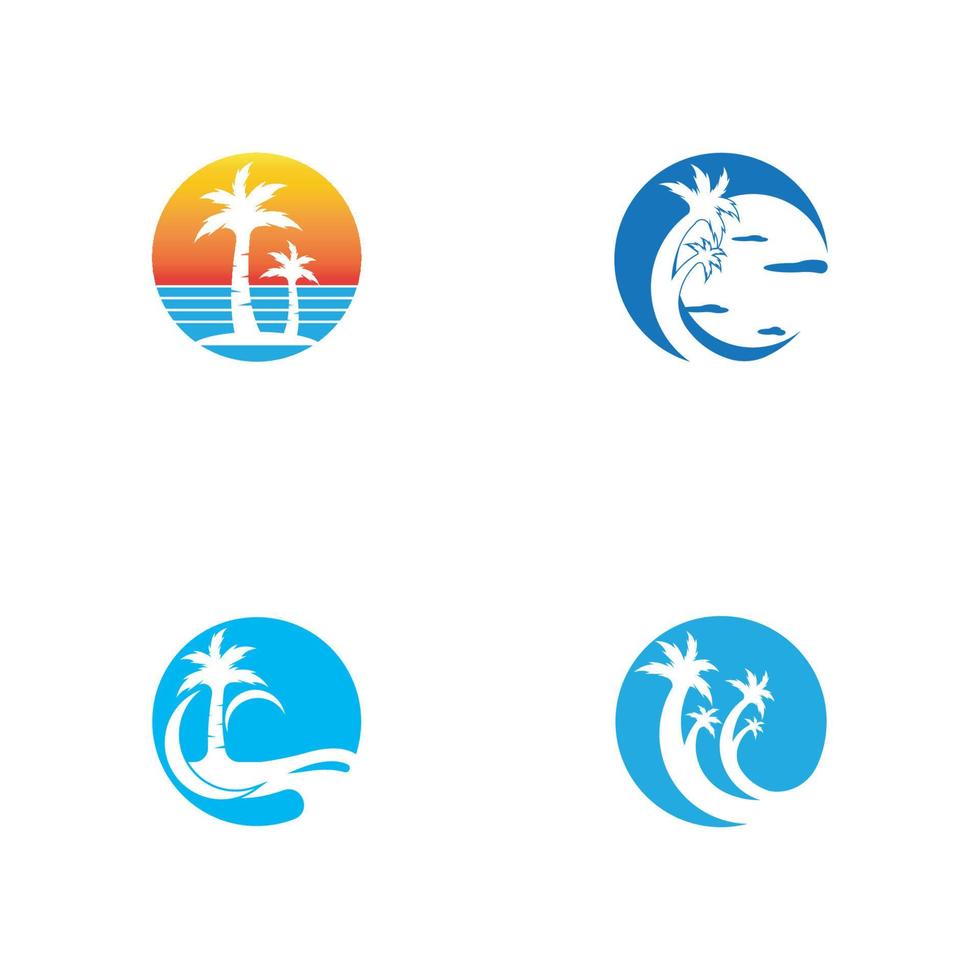 Palm tree summer logo template vector