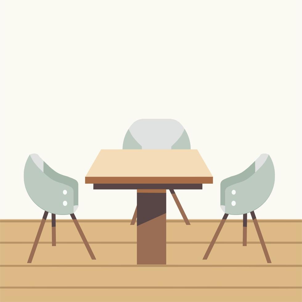 Modern table chair furniture set from the cafe interior scene vector
