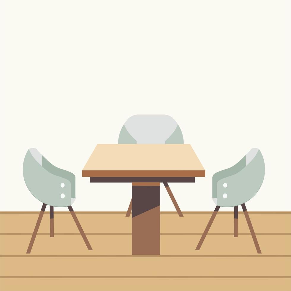 Modern table chair furniture set from the cafe interior scene vector