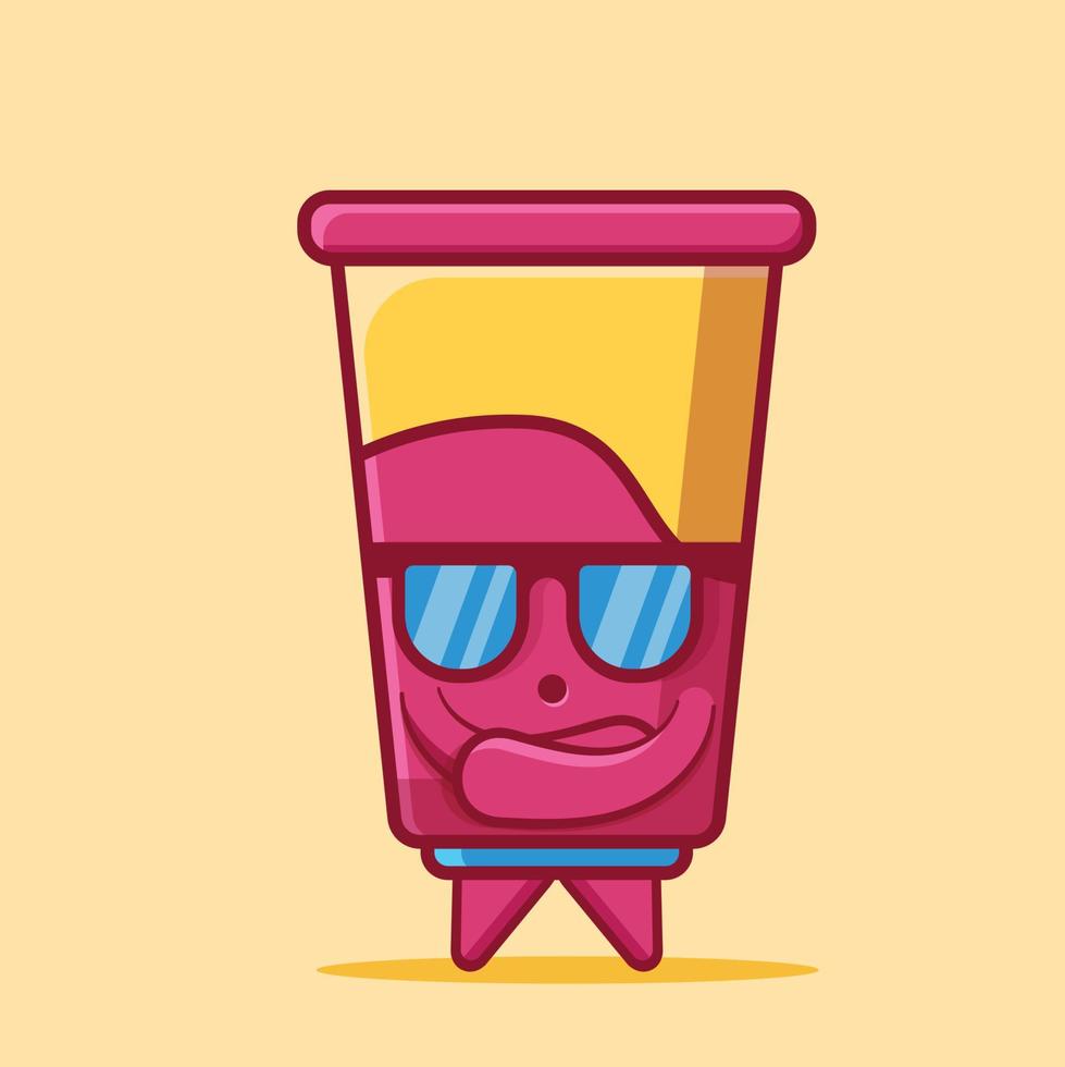 Cute yogurt drink mascot with cool expression isolated cartoon illustration in flat style vector