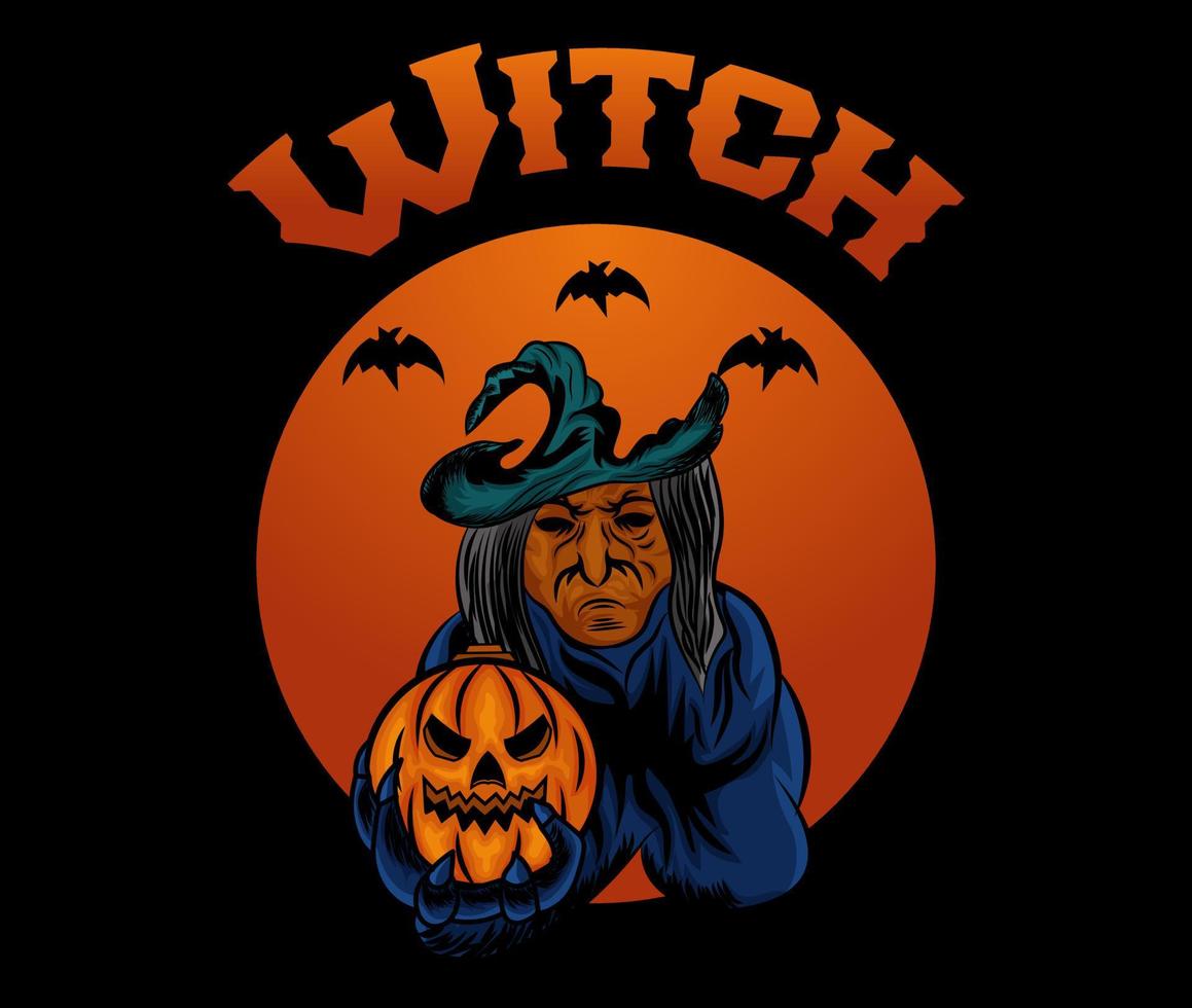 ILLUSTRATION OF EVIL WITCH HOLDING A PUMP vector