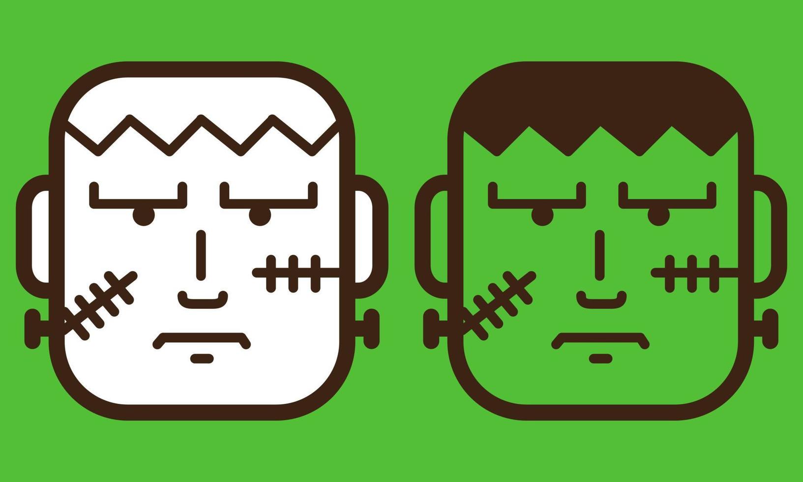 Frankenstein Head in Cartoon Style. Suitable to use as children mask and fit to place on t-shirt design, mug and other merchandise when Halloween event. vector