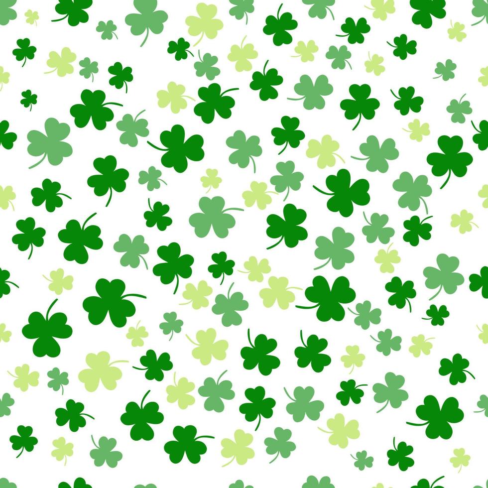 Seamless clover leaf flat design green falling background pattern vector illustration