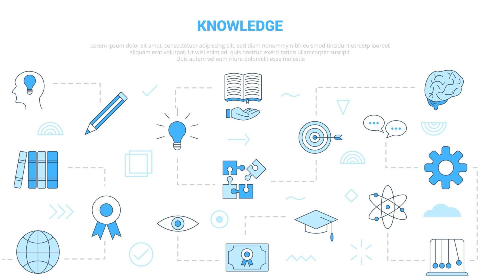 business knowledge concept with icon set with big word vector