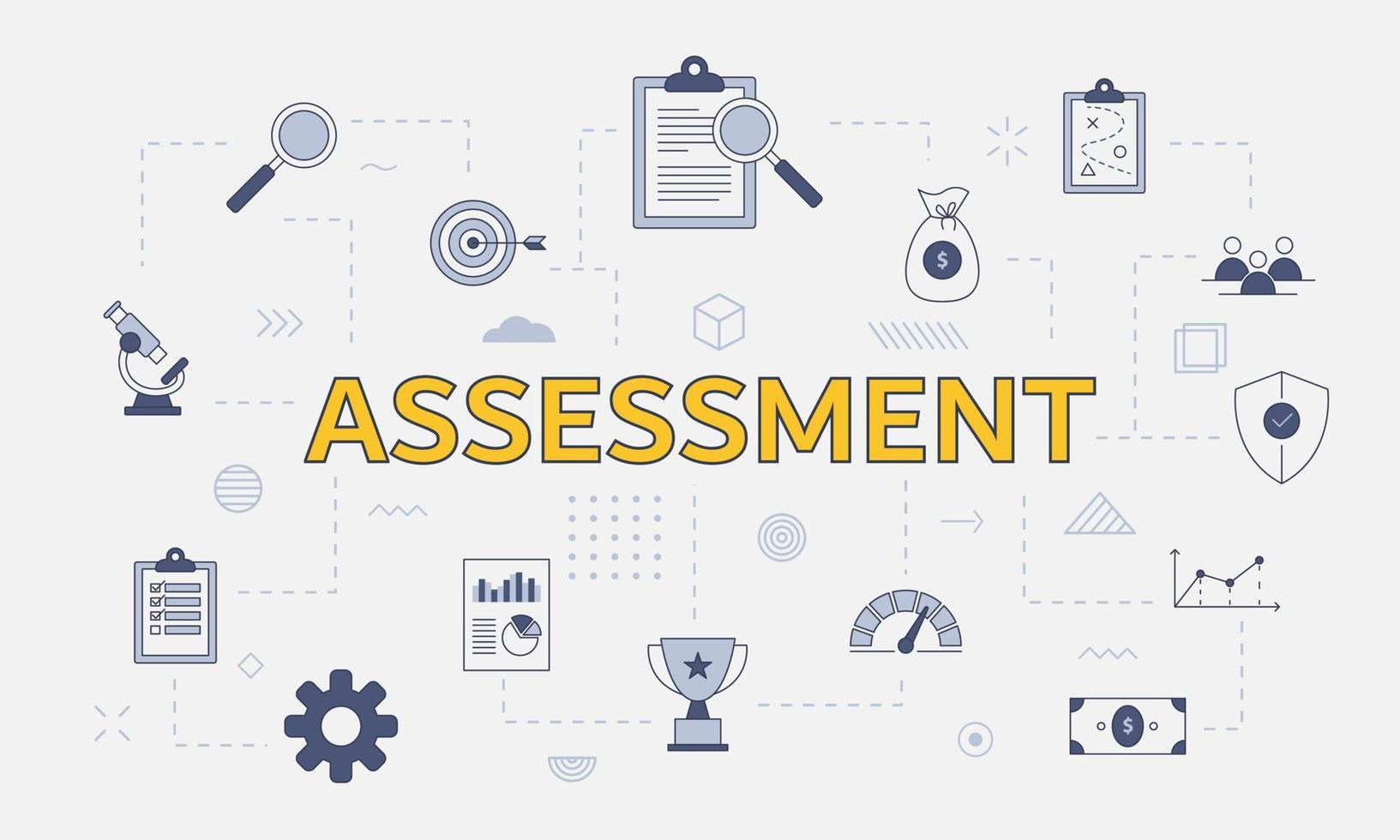 assessment concept with icon set with big word vector