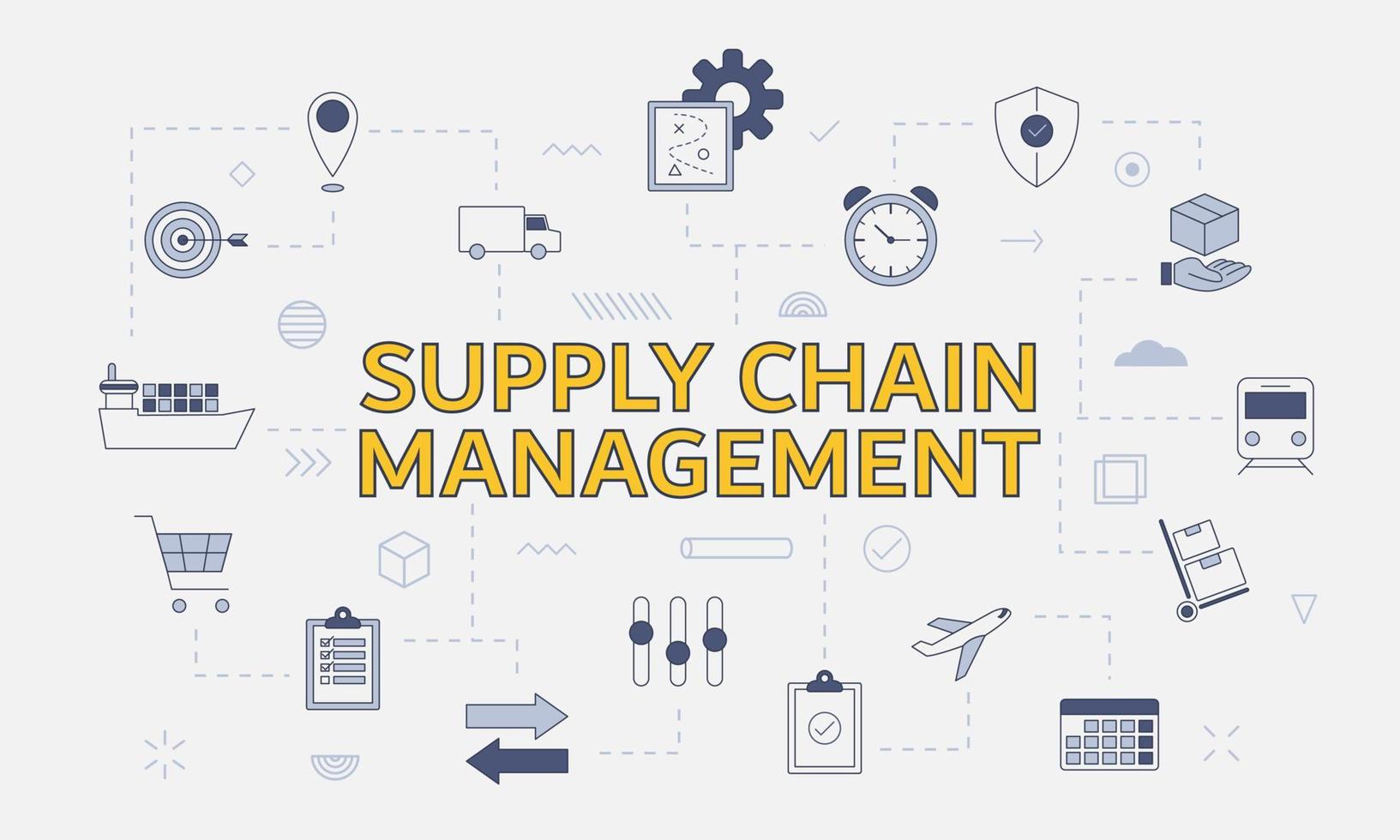 scm supply chain management concept with icon set vector