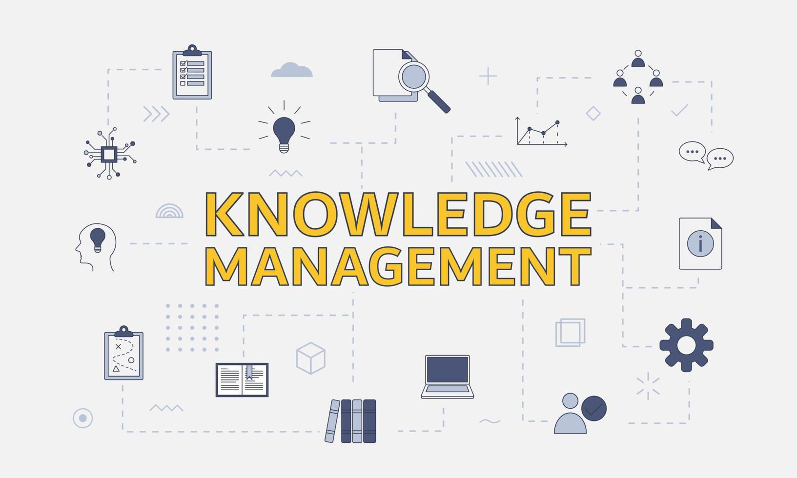 knowledge management concept with icon set with big word vector