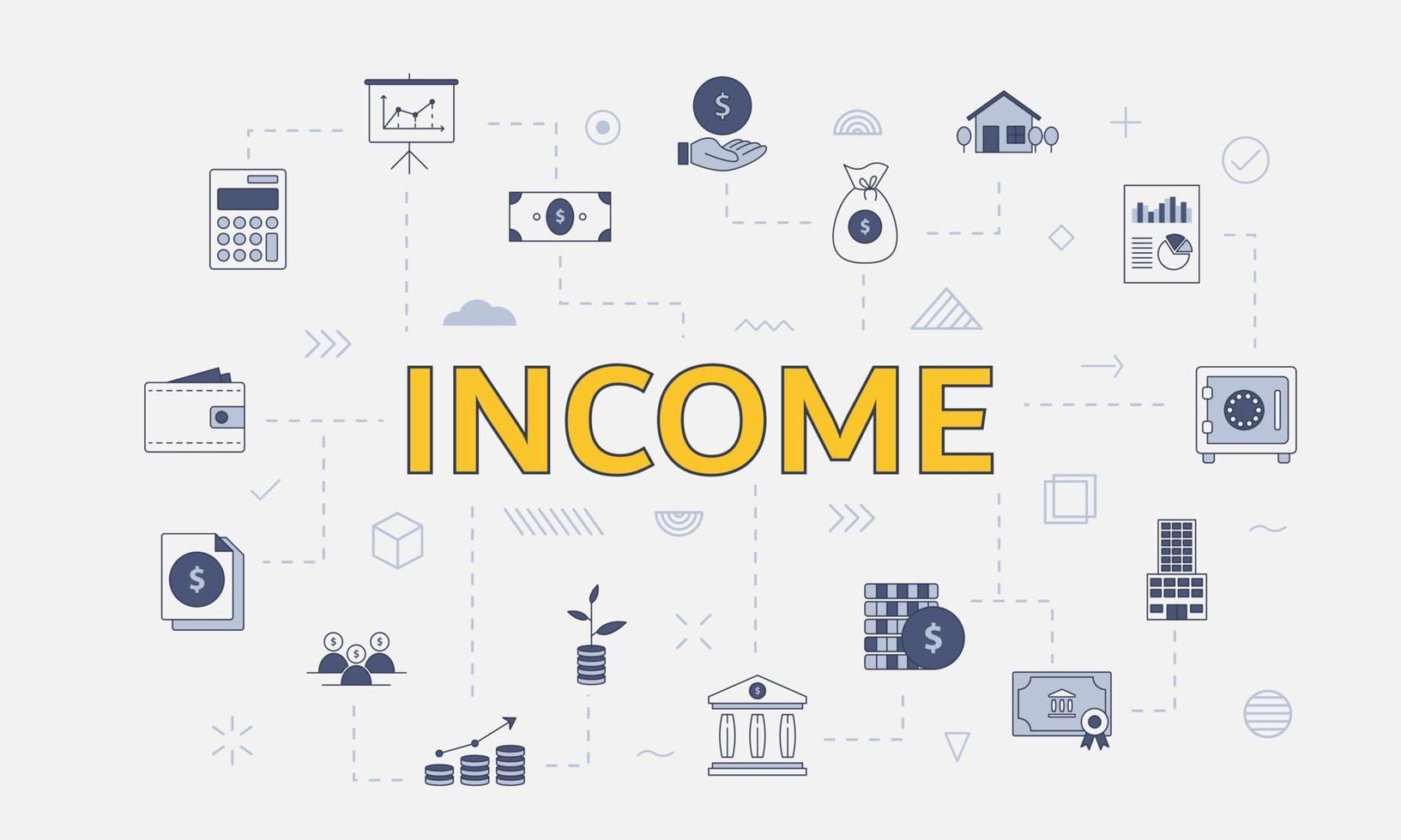 business income concept with icon set with big word vector