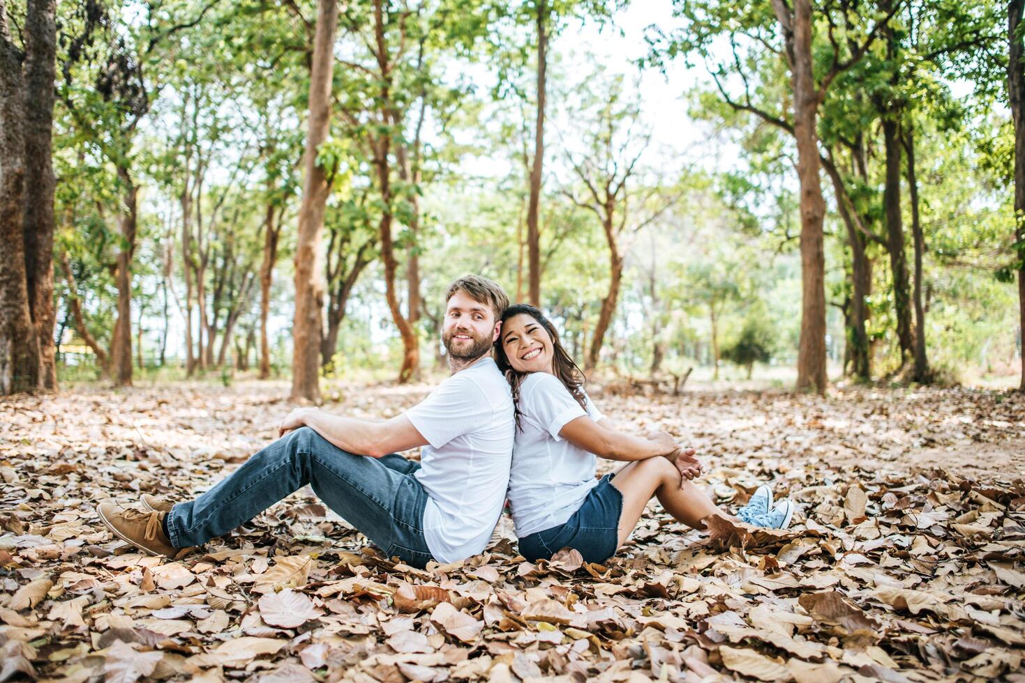 Happy Smiling Couple diversity in love moment together photo