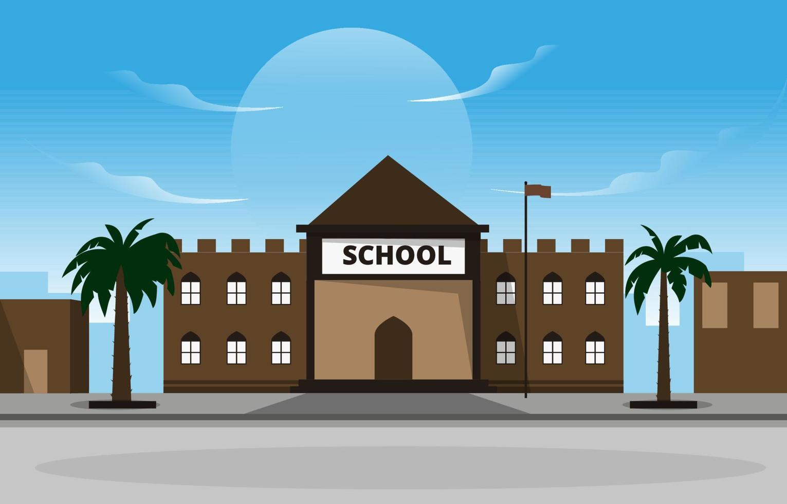 Arab School Building Study Learning Education Vector Illustration