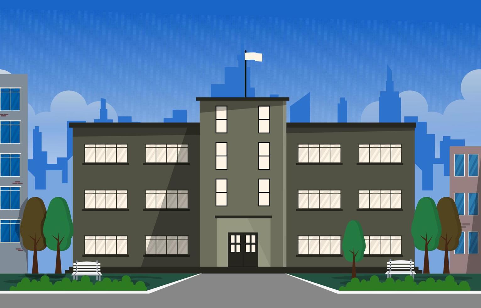 edificio de la escuela de la ciudad estudio aprendizaje educación ilustración vectorial vector