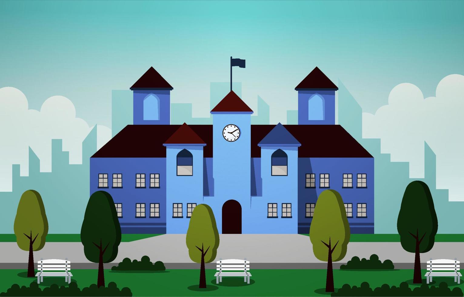 Student Back to School Building Study Education Vector Illustration