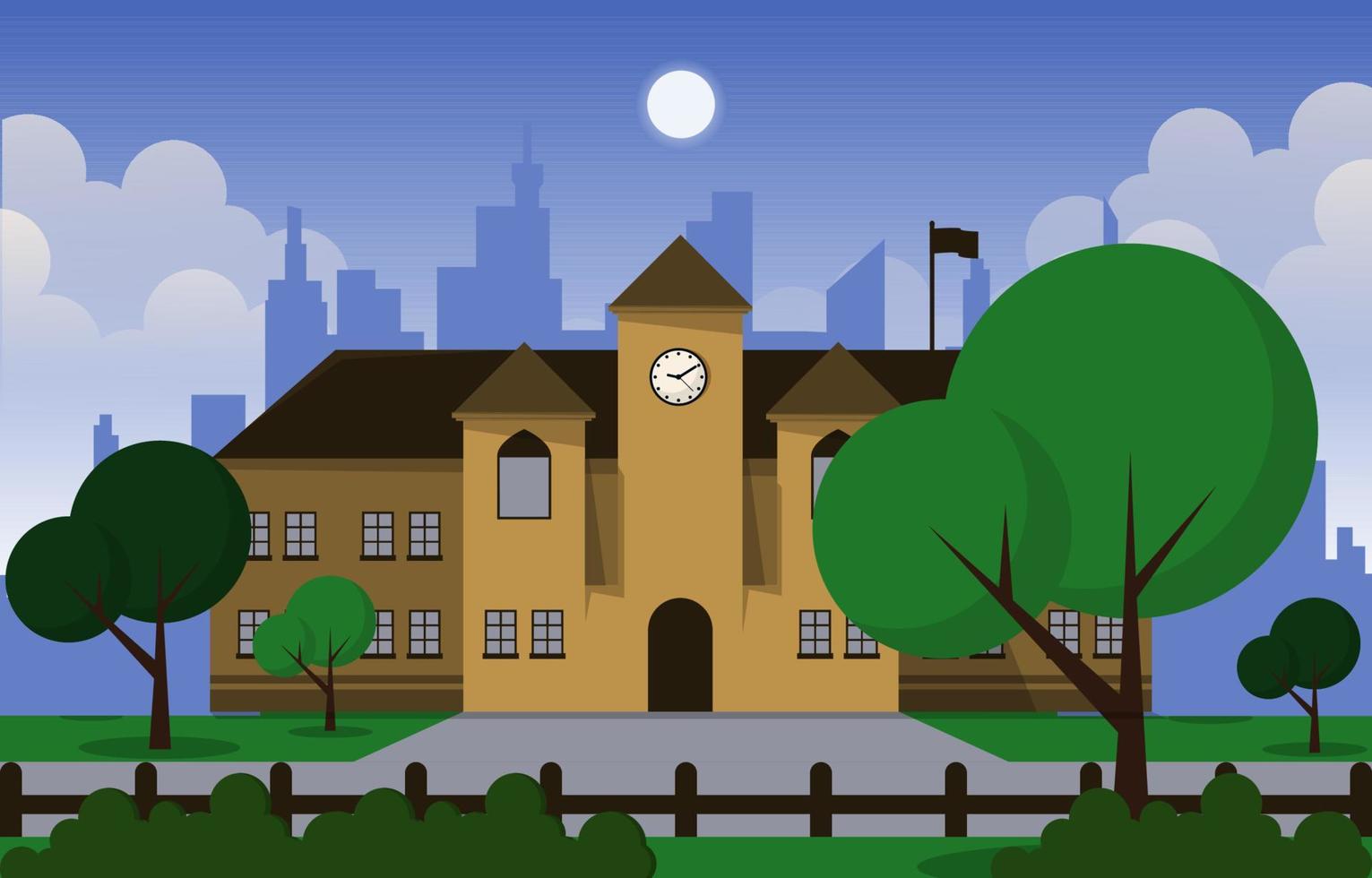 edificio de la escuela de la ciudad estudio aprendizaje educación ilustración vectorial vector