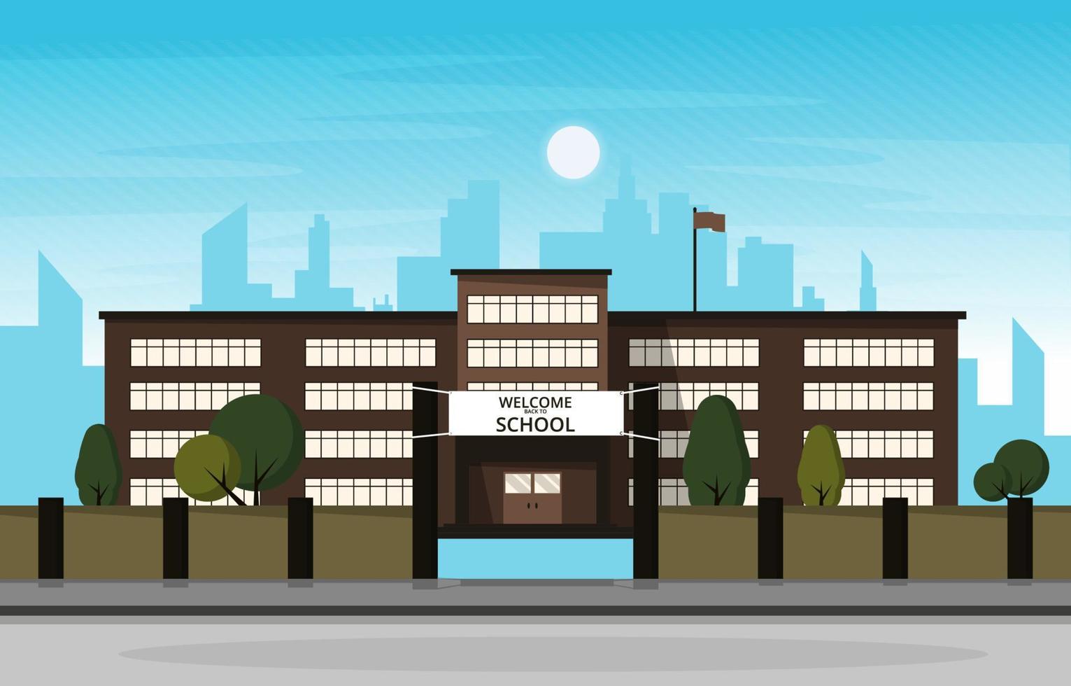 Student Back to School Building Study Education Vector Illustration